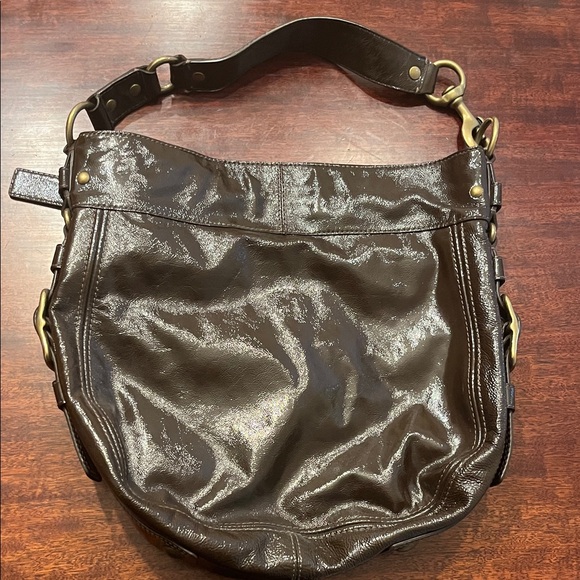 Coach Shiny Dark Brown Hobo Bag - Picture 1 of 9